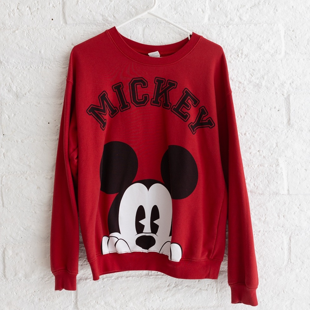 Disney Red Mickey Mouse Crewneck Sweater Kids L (11/13)